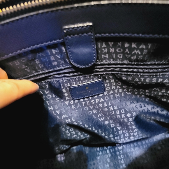 Kate spade leather blue navy bag with gold details - Picture 3 of 4